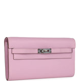 Hermes Kelly Wallet To Go Mauve Sylvestre Epsom Palladium Hardware