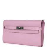 Hermes Kelly Wallet To Go Mauve Sylvestre Epsom Palladium Hardware