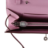 Hermes Kelly Wallet To Go Mauve Sylvestre Epsom Palladium Hardware