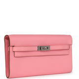 Hermes Kelly Wallet To Go Rose Confetti Epsom Palladium Hardware