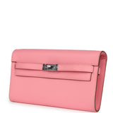 Hermes Kelly Wallet To Go Rose Confetti Epsom Palladium Hardware