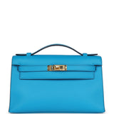 Hermes Kelly Pochette Bleu Frida Swift Gold Hardware