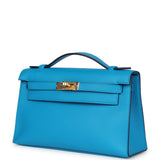 Hermes Kelly Pochette Bleu Frida Swift Gold Hardware