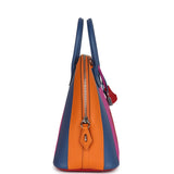 Hermes "Sunset" Rainbow Bolide 31 Abricot, Bleu Agate, Magnolia and Rouge Casaque Epsom Palladium Hardware