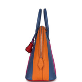 Hermes "Sunset" Rainbow Bolide 31 Abricot, Bleu Agate, Magnolia and Rouge Casaque Epsom Palladium Hardware