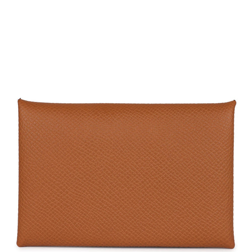 Hermes Calvi Card Holder Gold Epsom Palladium Hardware