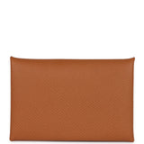 Hermes Calvi Card Holder Gold Epsom Palladium Hardware