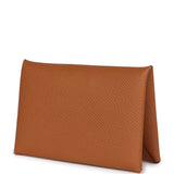 Hermes Calvi Card Holder Gold Epsom Palladium Hardware