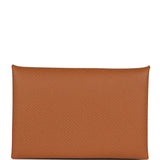 Hermes Calvi Card Holder Gold Epsom Palladium Hardware