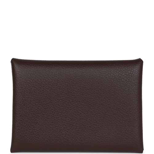 Hermes Calvi Card Holder Moka Evercolor Palladium Hardware
