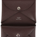 Hermes Calvi Card Holder Moka Evercolor Palladium Hardware