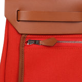 Hermes Herbag Zip PM 31 Capucine Toile Militaire & Fauve Vache Hunter Palladium Hardware