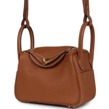 Hermes Mini Lindy Gold Clemence Gold Hardware