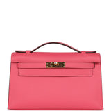 Hermes Special Order (HSS) Kelly Pochette Rose Azalee Epsom Gold Hardware