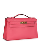 Hermes Special Order (HSS) Kelly Pochette Rose Azalee Epsom Gold Hardware