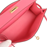 Hermes Special Order (HSS) Kelly Pochette Rose Azalee Epsom Gold Hardware