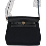 Hermes Herbag Zip 20 Mini Black Toile Militaire Canvas and Black Vache Hunter Gold Hardware