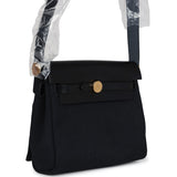 Hermes Herbag Zip 20 Mini Black Toile Militaire Canvas and Black Vache Hunter Gold Hardware