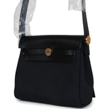 Hermes Herbag Zip 20 Mini Black Toile Militaire Canvas and Black Vache Hunter Gold Hardware