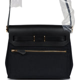 Hermes Herbag Zip 20 Mini Black Toile Militaire Canvas and Black Vache Hunter Gold Hardware