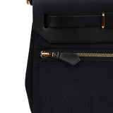 Hermes Herbag Zip 20 Mini Black Toile Militaire Canvas and Black Vache Hunter Gold Hardware