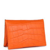 Hermes Calvi Card Holder Orange Minium Matte Alligator Mississipiensis Palladium Hardware