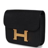 Hermes Constance Slim Wallet Black Epsom Gold Hardware