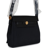 Hermes Herbag Zip 20 Mini Black Toile Militaire Canvas and Black Vache Hunter Gold Hardware