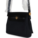 Hermes Herbag Zip 20 Mini Black Toile Militaire Canvas and Black Vache Hunter Gold Hardware