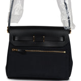 Hermes Herbag Zip 20 Mini Black Toile Militaire Canvas and Black Vache Hunter Gold Hardware