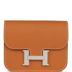 Hermes Constance Slim Wallet Toffee Epsom Palladium Hardware