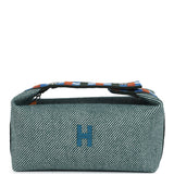 Hermes Bride-A-Brac Au Carre Case PM Vert Foret H Natte Canvas and Wool Palladium Hardware