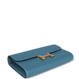 Hermes Constance Wallet To Go Blue Jean Evercolor Gold Hardware