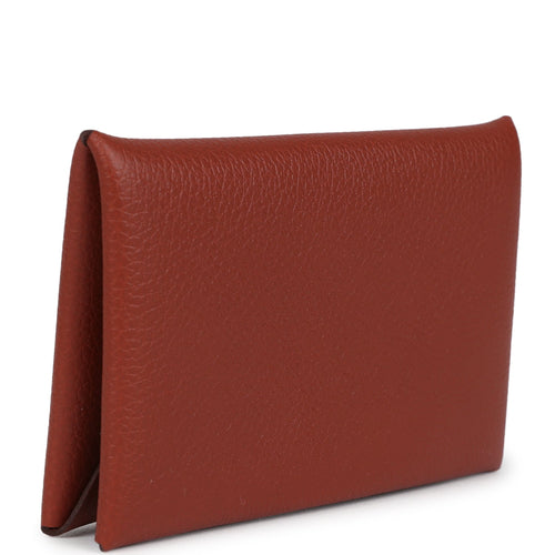 Hermes Calvi Card Holder Cuivre Evercolor Palladium Hardware