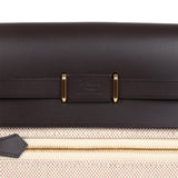 Hermes Herbag Zip 20 Mini Ecru, Beige Toile H Canvas, Ebene Vache Hunter Gold Hardware - Thumbnail View 6