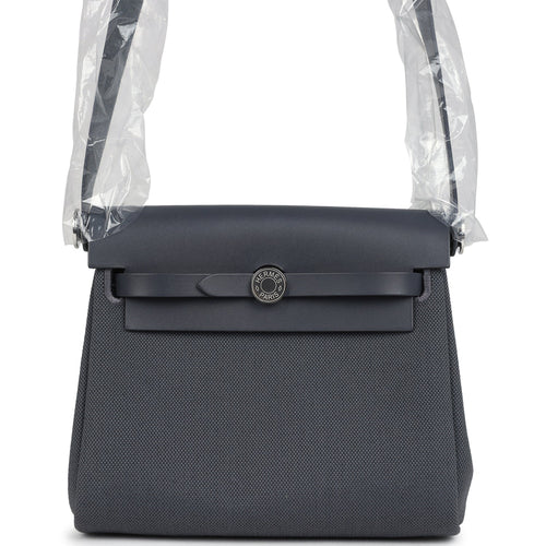 Hermes Herbag Zip 20 Mini Ardoise Toile H Canvas and Vache Hunter Palladium Hardware