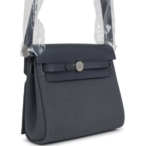 Hermes Herbag Zip 20 Mini Ardoise Toile H Canvas and Vache Hunter Palladium Hardware
