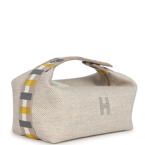 Hermes Bride-A-Brac Au Carre Case PM Seigle Wool Palladium Hardware