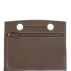 Hermes Back Pocket Pouch Etoupe Togo Palladium Hardware