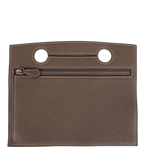 Hermes Back Pocket Pouch Etoupe Togo Palladium Hardware