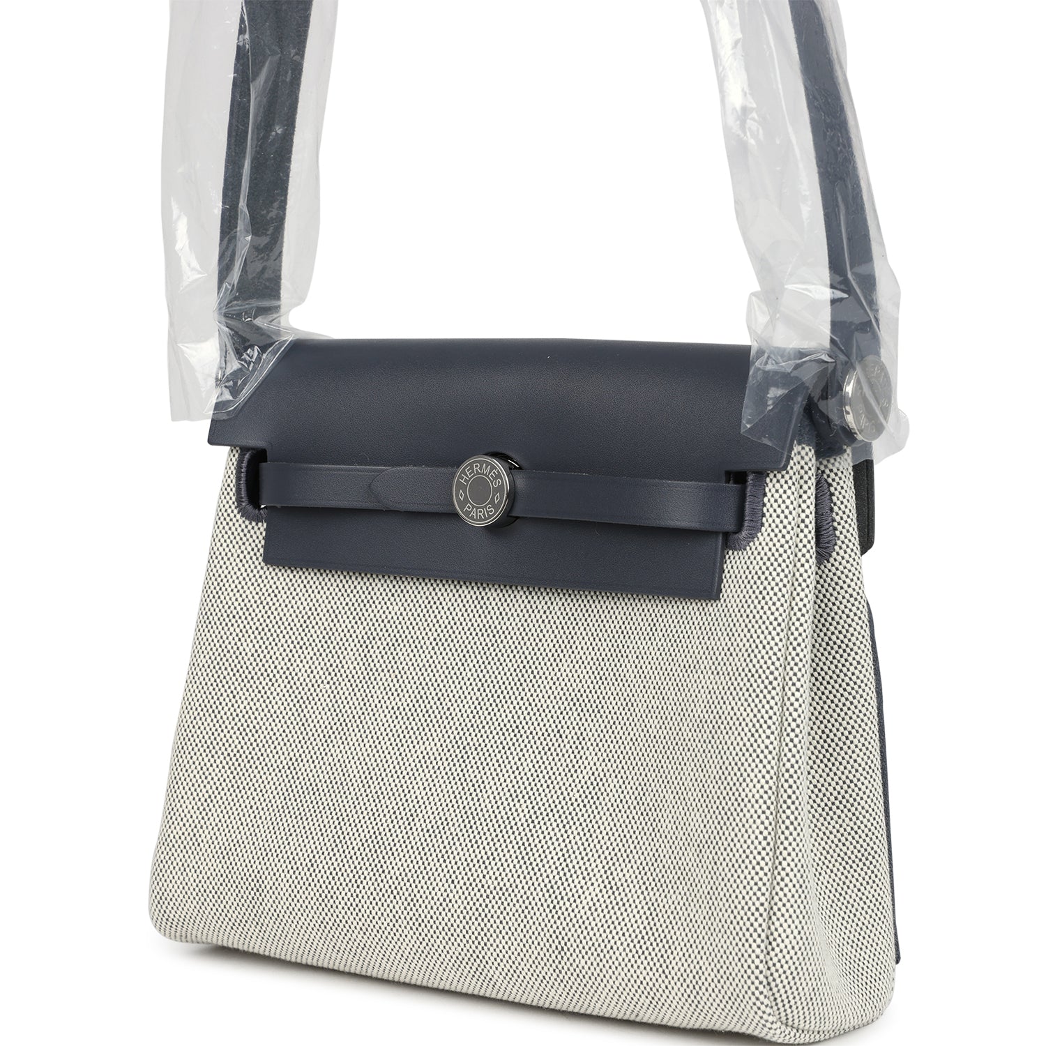 Mini Herbag Zip 20 in Bleu Riviera Toile and Noir Hunter Leather with Palladium Hardware main image 1