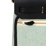 Hermes Herbag Zip 20 Mini Ecru and Vert Moyen Toile H Canvas and Black Vache Hunter Gold Hardware