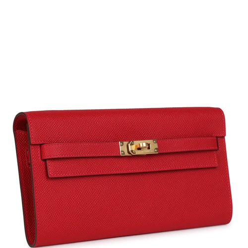 Hermes Kelly Wallet To Go Rouge De Coeur Epsom Gold Hardware