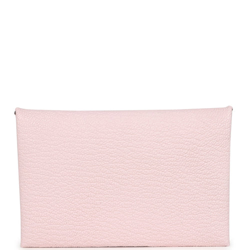 Hermes Calvi Card Holder Rose Darling Chevre Mysore Palladium Hardware
