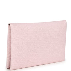 Hermes Calvi Card Holder Rose Darling Chevre Mysore Palladium Hardware