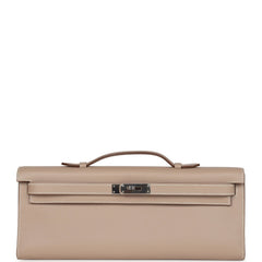 Pre-owned Hermes Kelly Cut Argile Swift Palladium Hardware