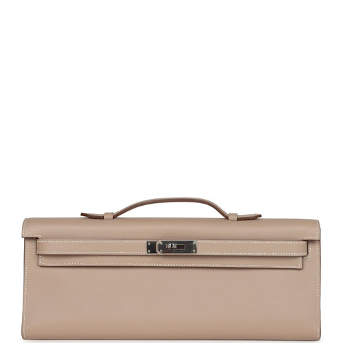Pre-owned Hermes Kelly Cut Argile Swift Palladium Hardware