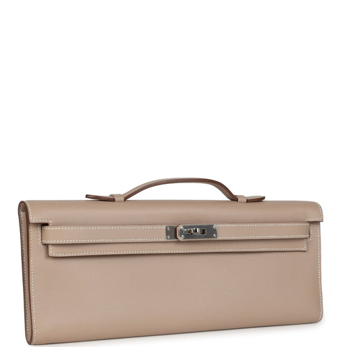 Pre-owned Hermes Kelly Cut Argile Swift Palladium Hardware