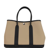 Hermes Garden Party 30 Trench Toile Officier Canvas and Black Negonda Palladium Hardware