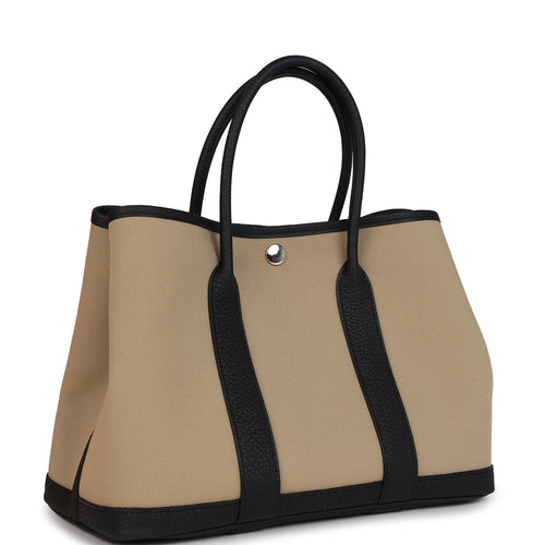 Hermes Garden Party 30 Trench Toile Officier Canvas and Black Negonda Palladium Hardware